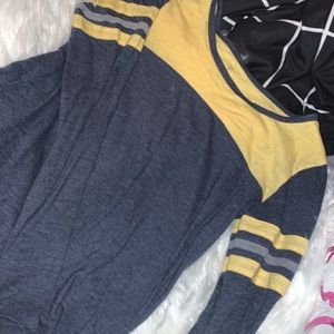 Long Sleeve Gray and Yellow Top
